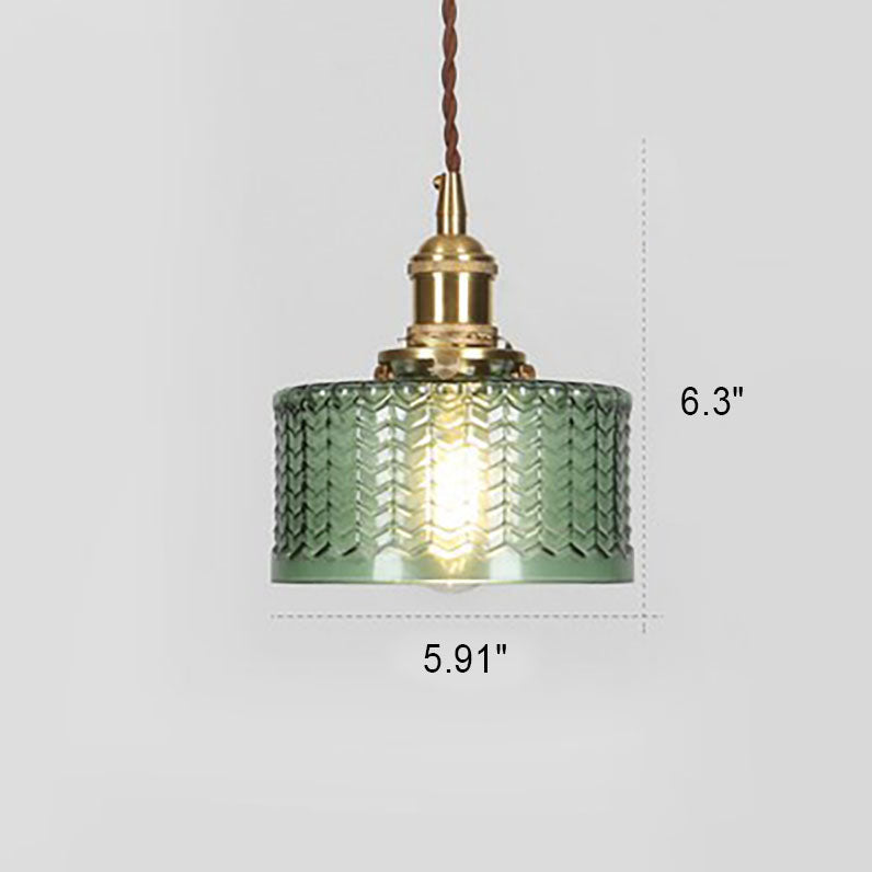 Vintage-Inspired Glass Pendant Light Fixture in Brass Finish