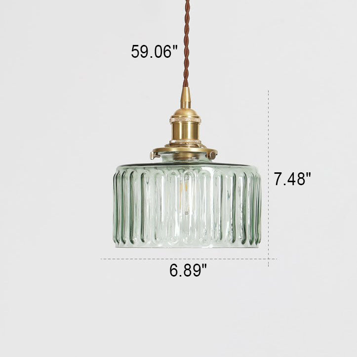 Vintage-Inspired Glass Pendant Light Fixture in Brass Finish