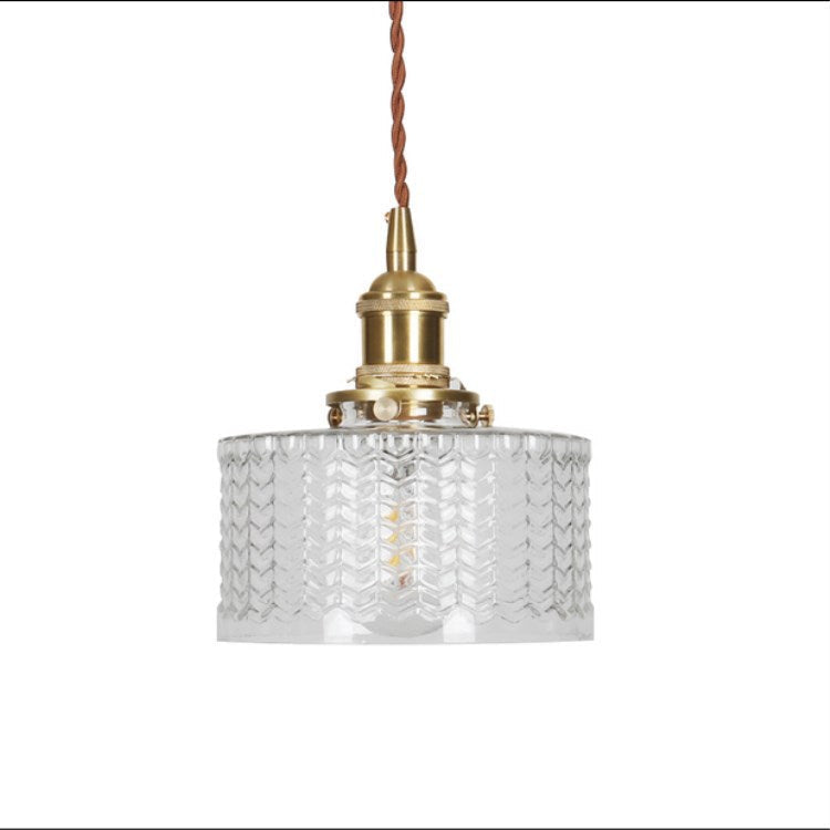 Vintage-Inspired Glass Pendant Light Fixture in Brass Finish