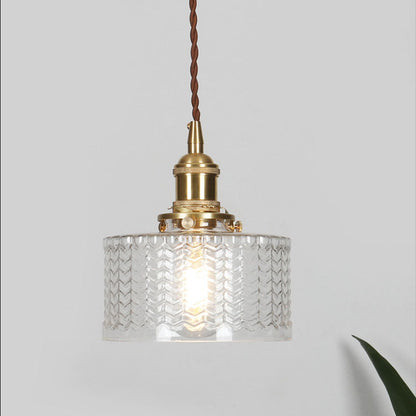 Vintage-Inspired Glass Pendant Light Fixture in Brass Finish