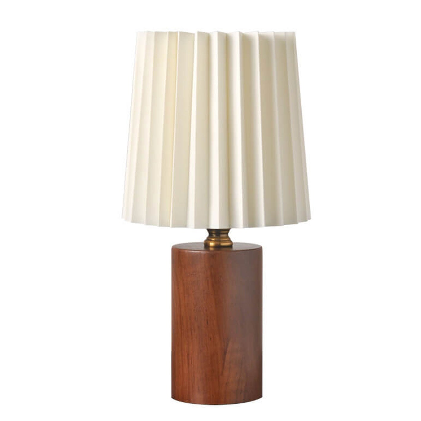 Modern Pleated Table Lamp with Wood Base – Stylish Korean Design