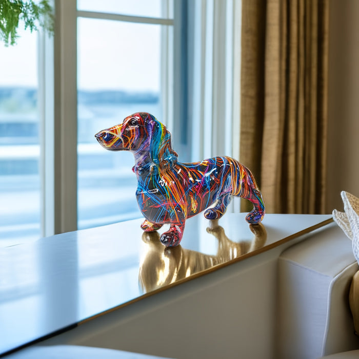 Charming Canine Figurine with Lively Multicolor Finish