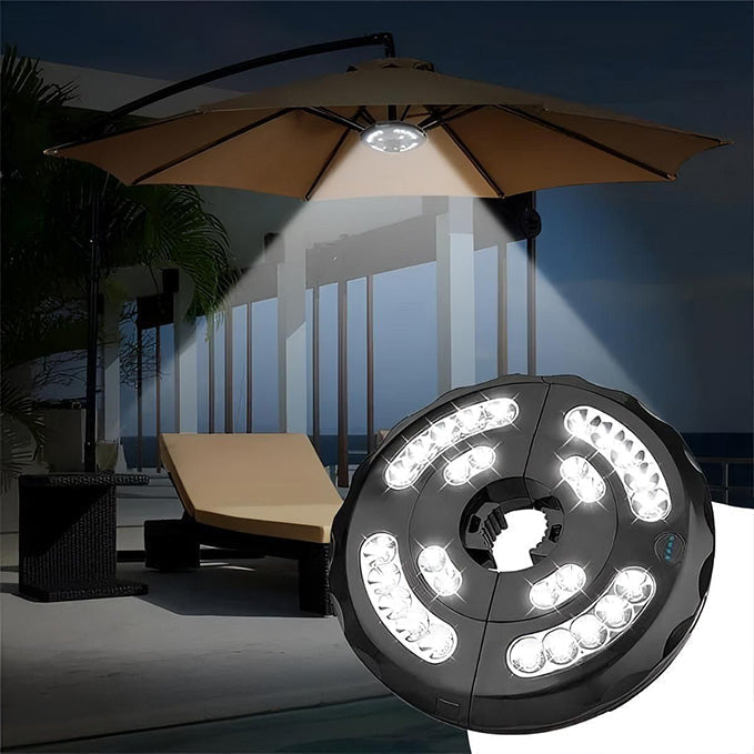 Warm White LED Parasol Light – Rechargeable with USB Charging