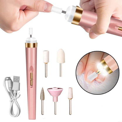 Rechargeable Nail Care Device with LED Light and 5 Attachments