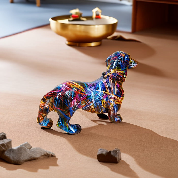 Charming Canine Figurine with Lively Multicolor Finish