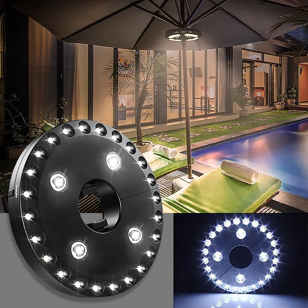 Warm White LED Parasol Light – Rechargeable with USB Charging