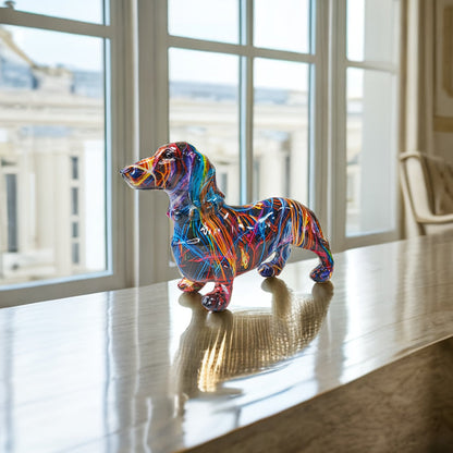 Charming Canine Figurine with Lively Multicolor Finish
