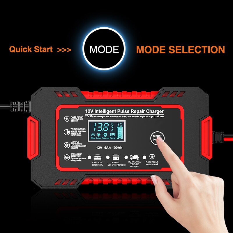 Smart 12V 6A Battery Restorer with LCD Monitoring