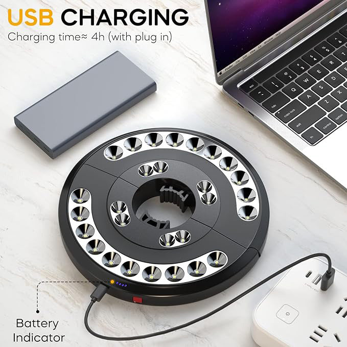 Warm White LED Parasol Light – Rechargeable with USB Charging