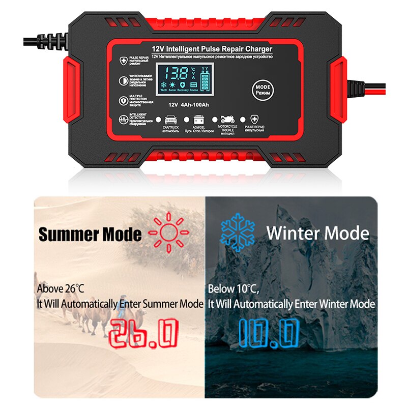 Smart 12V 6A Battery Restorer with LCD Monitoring