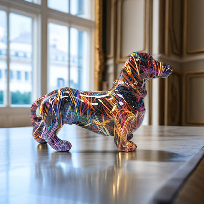 Charming Canine Figurine with Lively Multicolor Finish