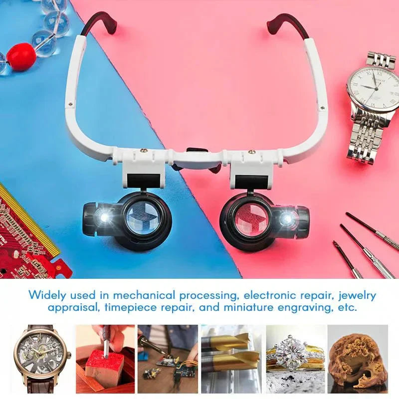 Precision Work Magnifying Glasses with 8x, 15x, and 23x LED Magnification