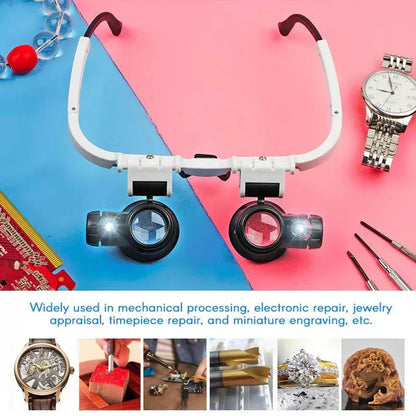 Precision Work Magnifying Glasses with 8x, 15x, and 23x LED Magnification