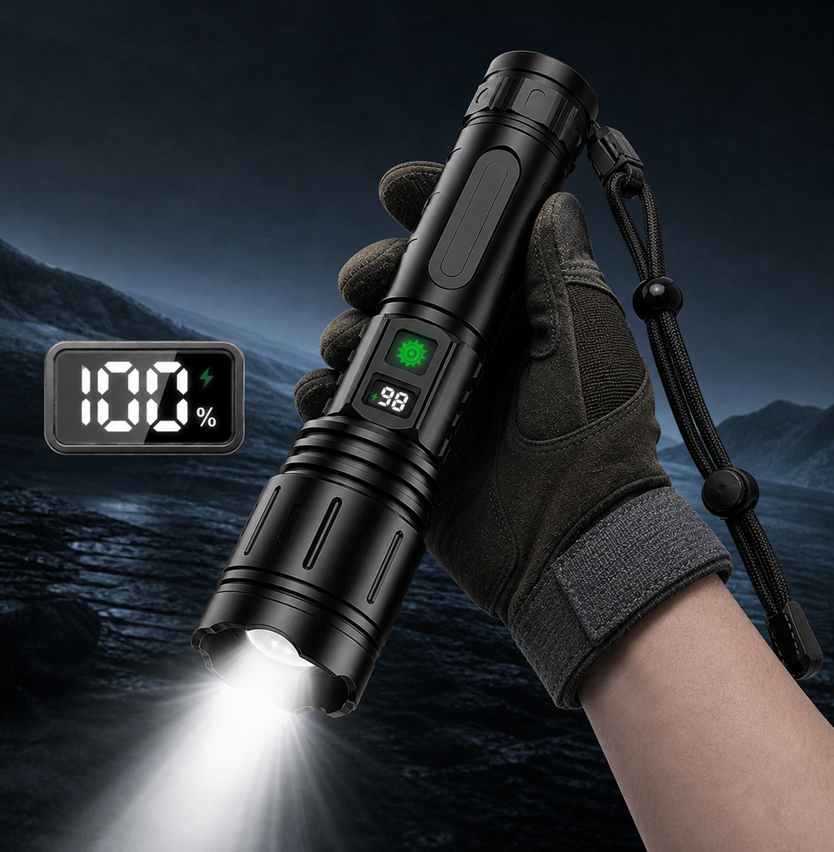 Compact Rechargeable LED Flashlight – Tactical Design for Outdoor Use