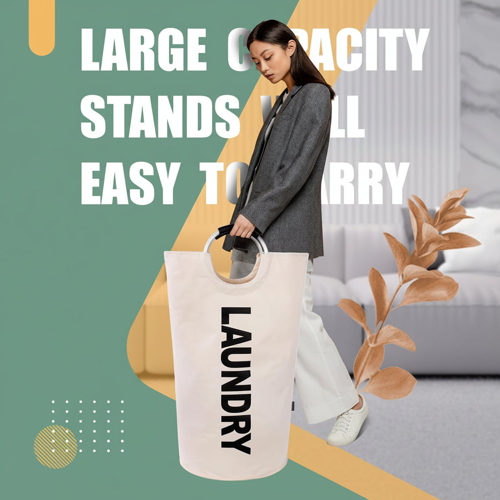 Water-Resistant Fabric Laundry Basket – Collapsible for Compact Storage