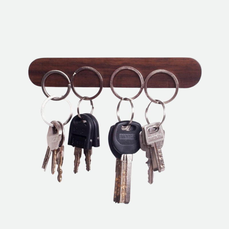Sleek Wooden Key Organizer with Strong Magnetic Grip