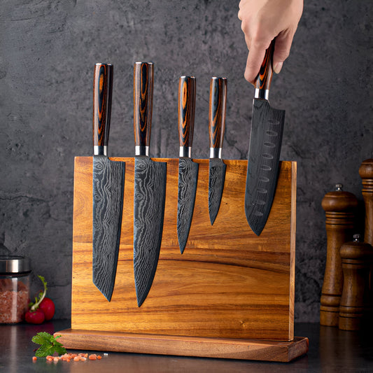 Wooden Magnetic Knife Rack with Dual-Sided Design for Secure Storage