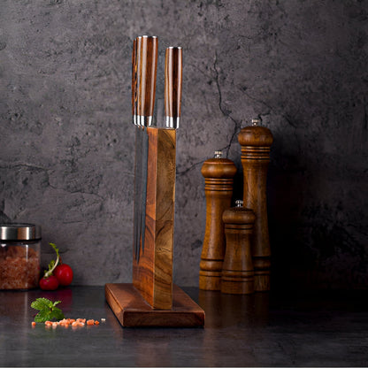 Wooden Magnetic Knife Rack with Dual-Sided Design for Secure Storage