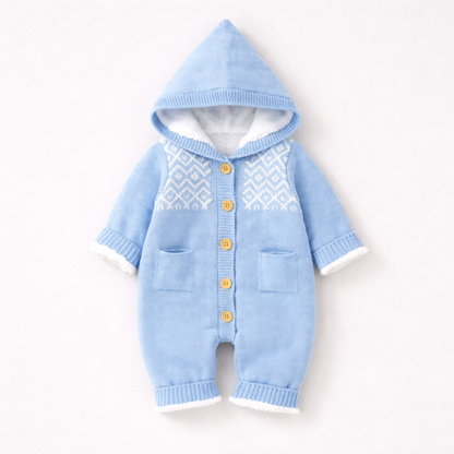 Baby Hooded Suit in Pink Knit Fabric