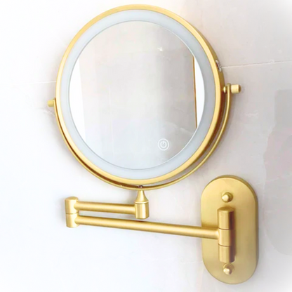 Adjustable Brightness Makeup Mirror with Double Magnification and Light