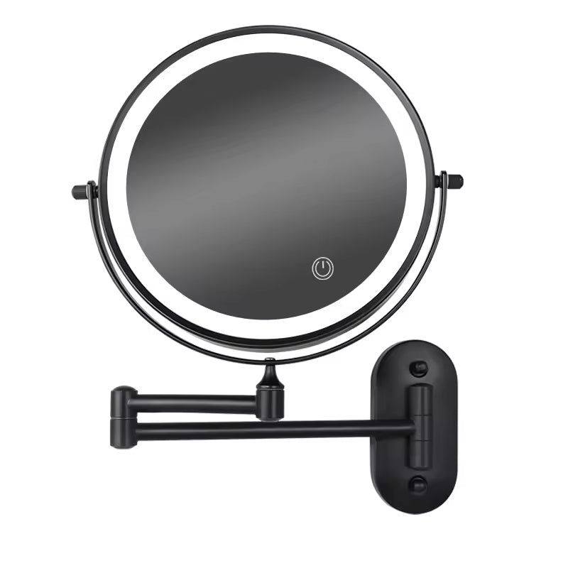Adjustable Brightness Makeup Mirror with Double Magnification and Light