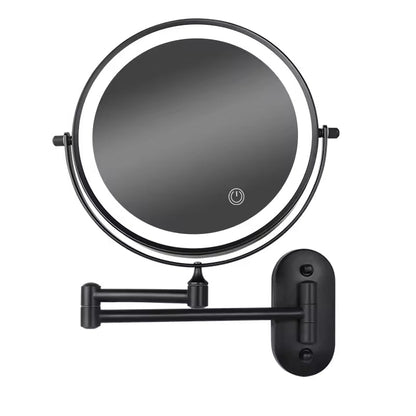 Adjustable Brightness Makeup Mirror with Double Magnification and Light