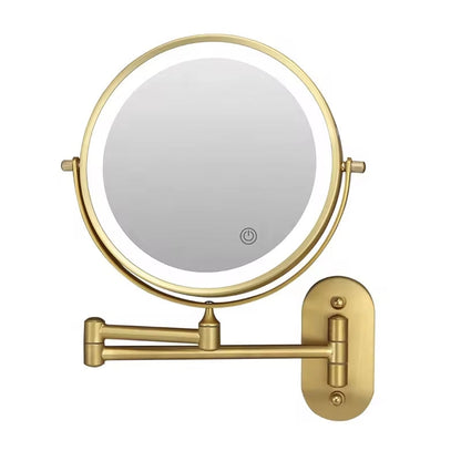 Adjustable Brightness Makeup Mirror with Double Magnification and Light