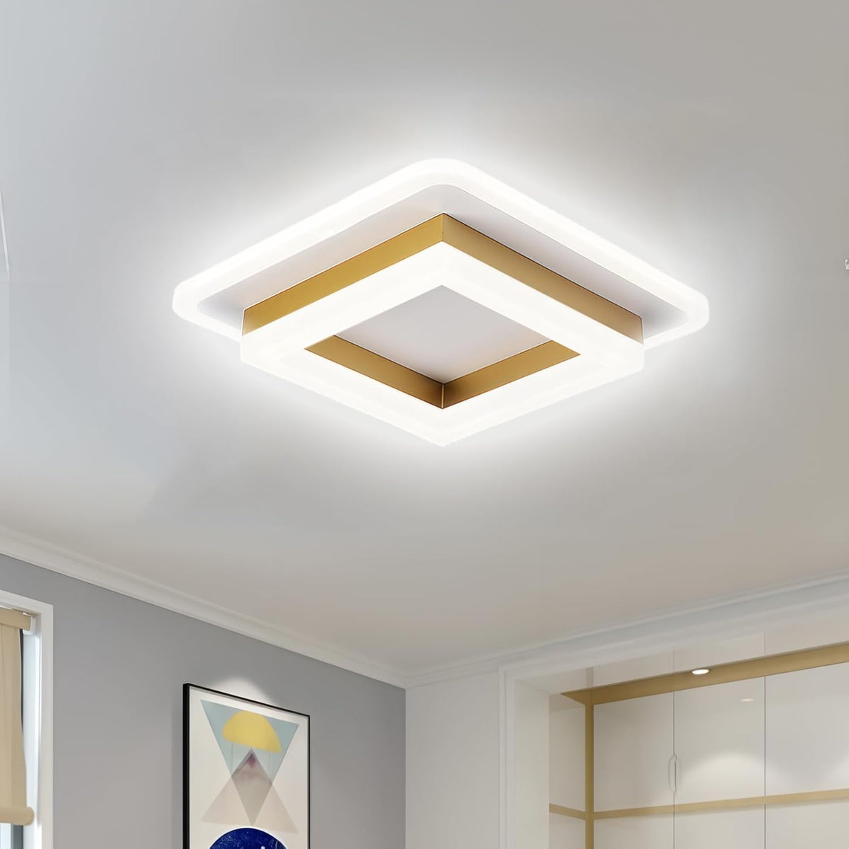 Square LED Ceiling Lamp with Contemporary Design