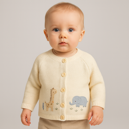 Knitted Cardigan with Safari Pattern