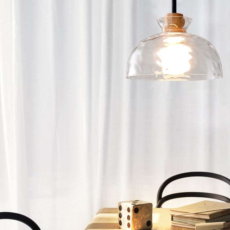 Modern Pendant Light with Clear Rippled Glass Design