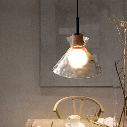 Modern Pendant Light with Clear Rippled Glass Design