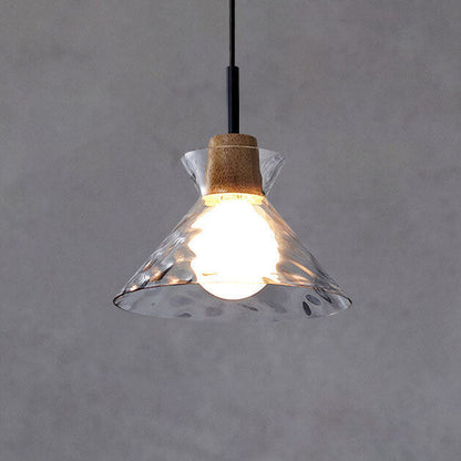 Modern Pendant Light with Clear Rippled Glass Design