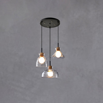 Modern Pendant Light with Clear Rippled Glass Design