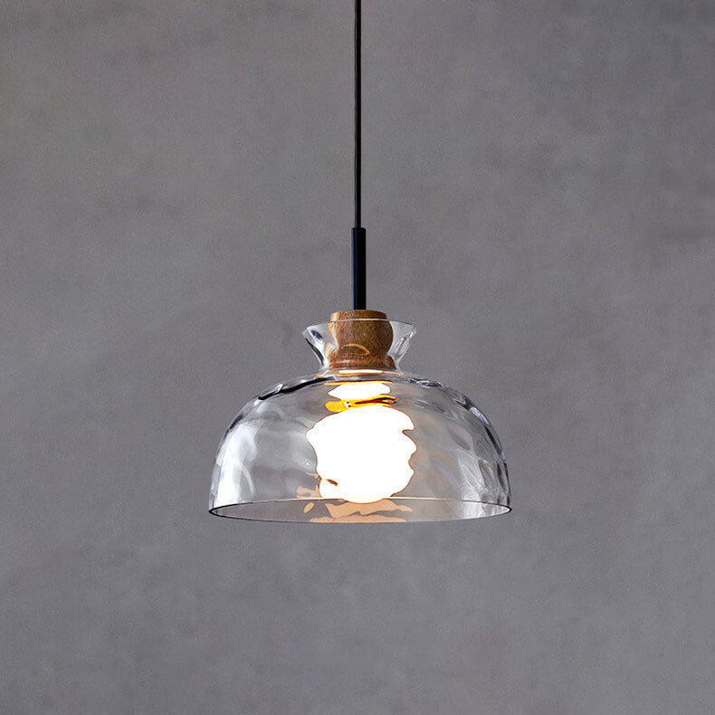 Modern Pendant Light with Clear Rippled Glass Design