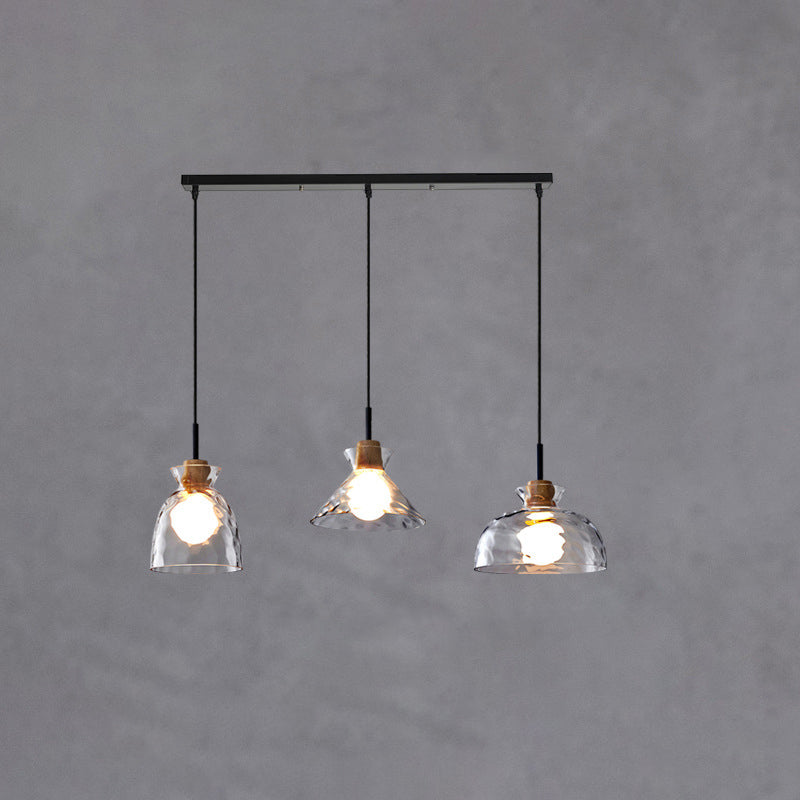 Modern Pendant Light with Clear Rippled Glass Design