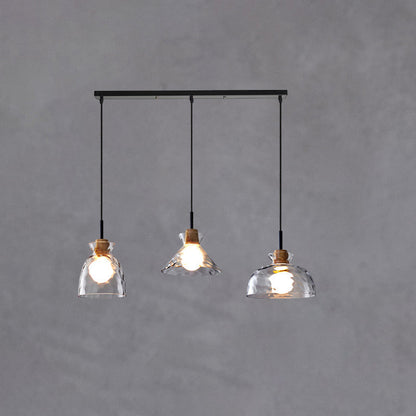 Modern Pendant Light with Clear Rippled Glass Design
