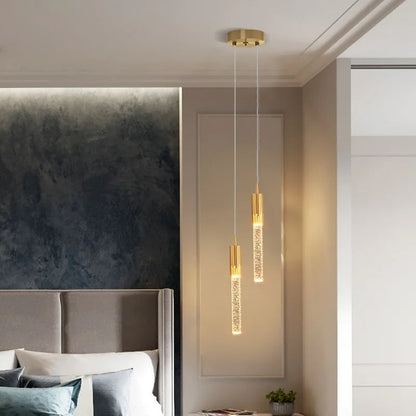 Cylindrical Shade Glass Pendant Light – Warm White Illumination for Cozy Areas