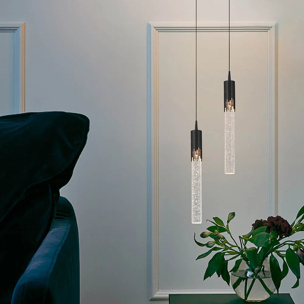 Cylindrical Shade Glass Pendant Light – Warm White Illumination for Cozy Areas