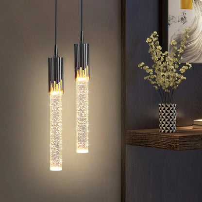 Cylindrical Shade Glass Pendant Light – Warm White Illumination for Cozy Areas