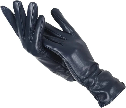 Women's Leather Gloves with Soft Wool Interior – Chic Winter Accessory