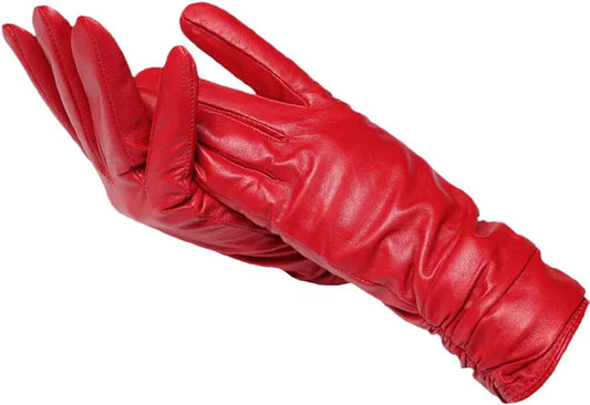 Women's Leather Gloves with Soft Wool Interior – Chic Winter Accessory
