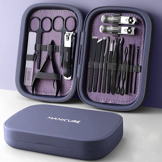 18-Piece Stainless Steel Manicure and Pedicure Kit with Portable Case