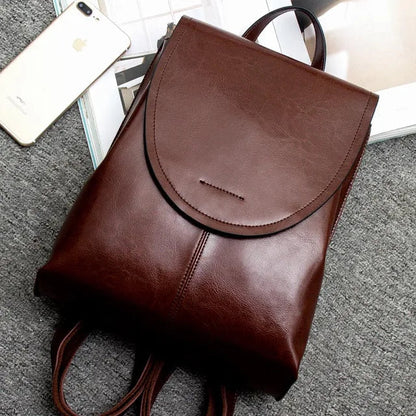 Stylish Women's Leather Backpack with Spacious Interior for Daily Use