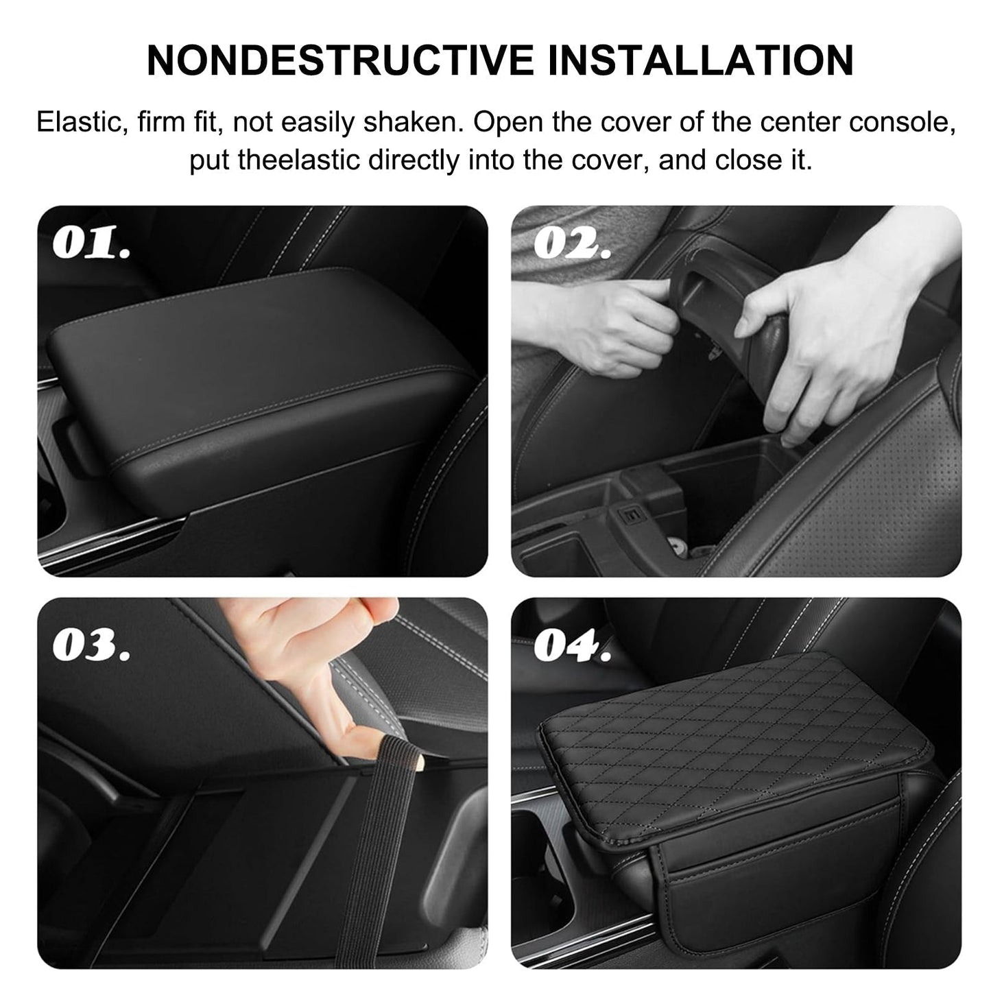 PU Leather Car Armrest Mat with Storage Pockets for Stylish Protection