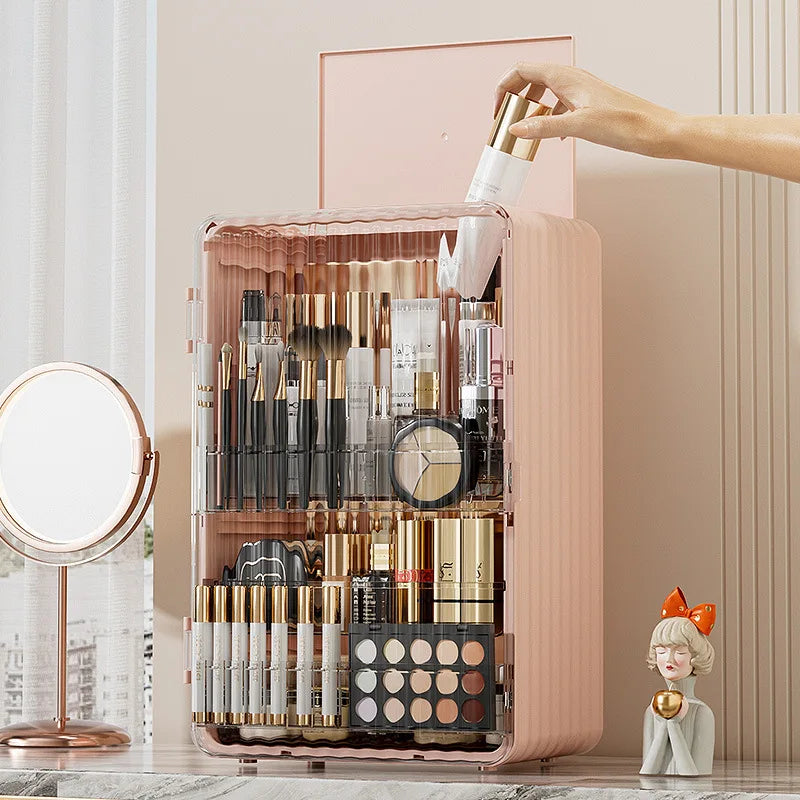 Elegant Makeup Organizer Box with Magnetic Closure – Dust-Free Storage
