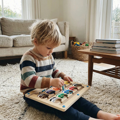 Wooden Counting Board with Magnetic Pieces and Pen