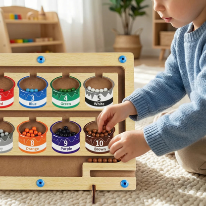 Wooden Counting Board with Magnetic Pieces and Pen