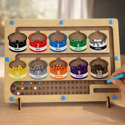 Wooden Counting Board with Magnetic Pieces and Pen