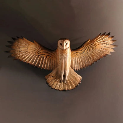 Wooden Wall Art of Owl Design – Natural Finish Home Decor Accent