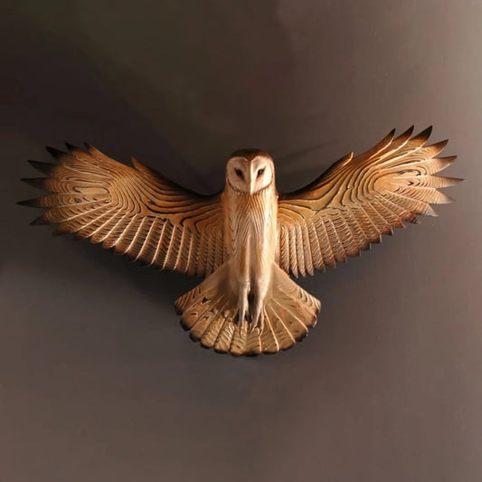 Wooden Wall Art of Owl Design – Natural Finish Home Decor Accent